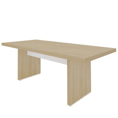 Mesa Para Escritório Reunião Home Office Atria Executiva 204x90cm A02 Carvalho Branco - Lyam Decor