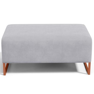 Kit 02 Puffs Decorativo Sala De Estar Cléo 90cm W01 Base Ferro Cobre Suede Cinza - Lyam Decor
