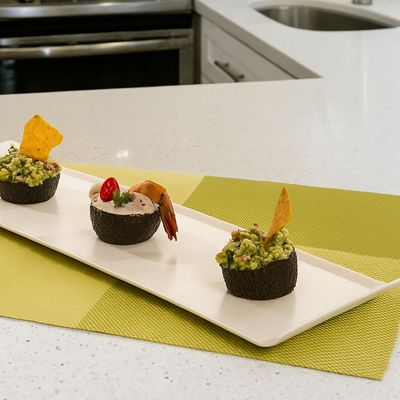 Bandeja Servir Retangular 15x50 Branca em Policarbonato