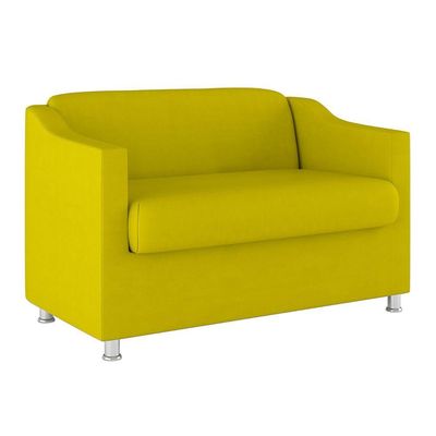 Kit Sofá Namoradeira + 02 Poltrona Tilla Recepção Sala Suede amarelo