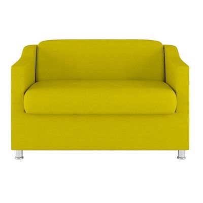 Kit Sofá Namoradeira + 02 Poltrona Tilla Recepção Sala Suede amarelo