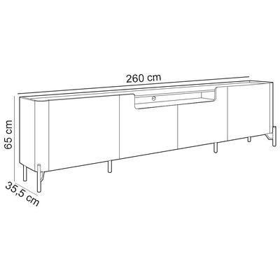 Rack Para Sala de Estar TV 85 Pol 4 Portas Pés Industrial Dourado Alef I03 Grigio - Lyam Decor