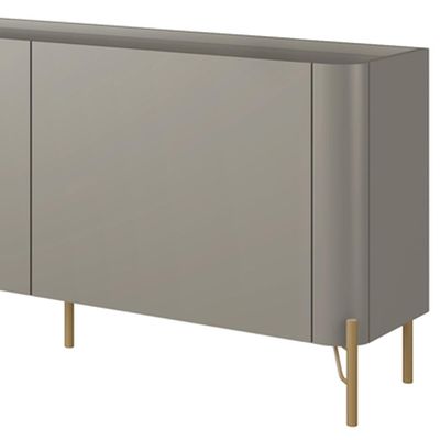 Rack Para Sala de Estar TV 85 Pol 4 Portas Pés Industrial Dourado Alef I03 Grigio - Lyam Decor