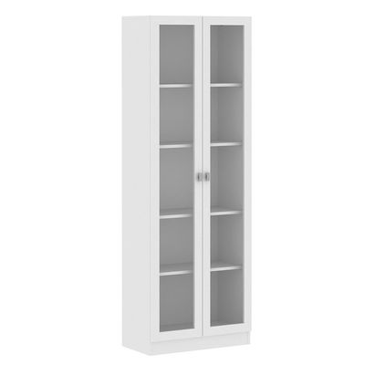 Estante Escritório Home Office 2 Portas De Vidro 4 Prateleiras Cannes 171x59 T01 Branco - Lyam Decor