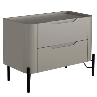 Mesa De Cabeceira Orgânica 2 Gavetas Pés Industrial Preto Bliss I03 Grigio - Lyam Decor