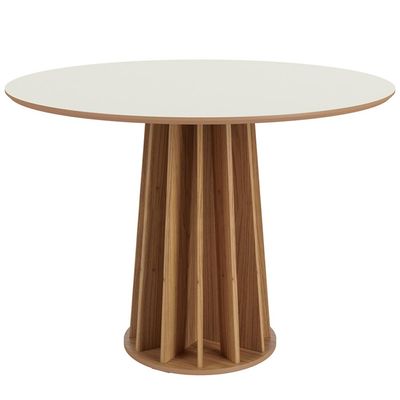 Mesa De Jantar Redonda Pés Ripado Orgânico 105cm Ceci D03 Off White Freijó - Lyam Decor