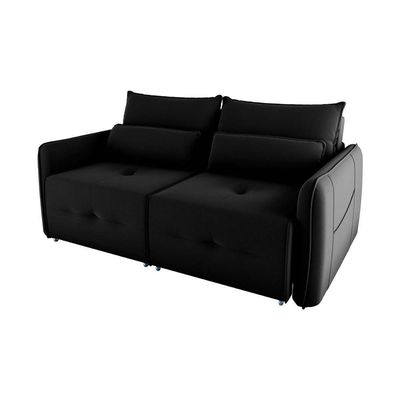 Sofá Cama 2 Lugares Com Com Assentos Divididos Premium Com Almofadas Celine Matrix Veludo Preto