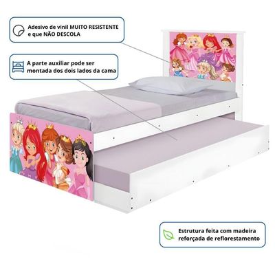 Bicama Juvenil Com Cabeceira Adesivada Princesinhas
