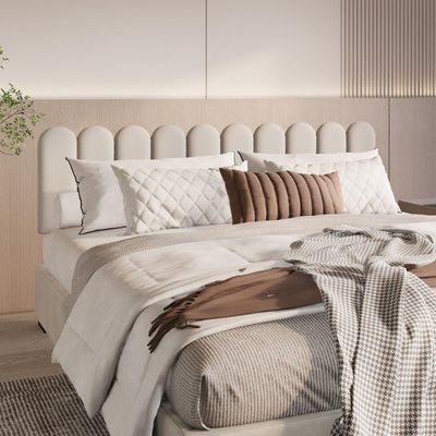 Cabeceira King Size Design Nuvem 45cm 10 Placas Em Suede Branco