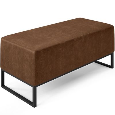 Puff Decorativo Para Sala de Estar Cléo W01 Base de Ferro 90cm Couríssimo Marrom - Lyam Decor