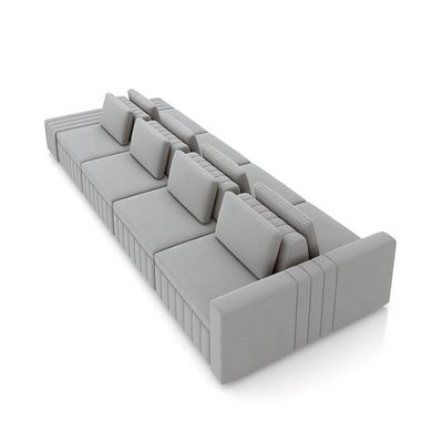 Sofá Ilha com Encosto e Almofadas Móveis Olimpo 505cm Modulado Veludo Cinza G45 - Gran Belo