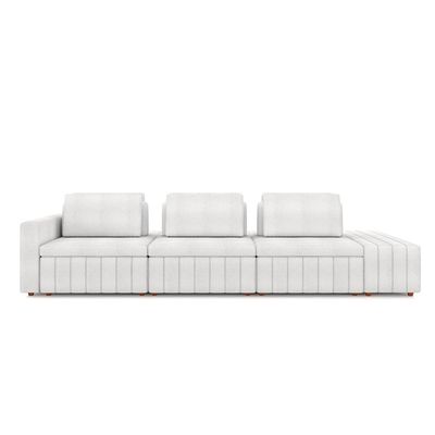 Sofá Ilha com Encosto e Almofadas Móveis Olimpo 335cm Modulado Bouclê Branco G45 - Gran Belo