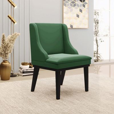 Kit 2 Cadeiras Decorativas Sala de Jantar Base Fixa de Madeira Firenze Veludo Verde/Preto G19 - Gran Belo