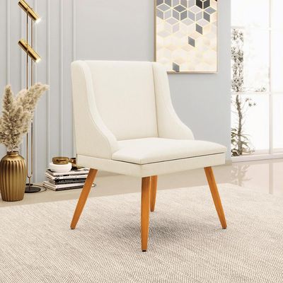 Kit 2 Cadeiras Decorativas Sala de Jantar Pés Palito de Madeira Firenze Linho Bege/Natural G19 - Gran Belo