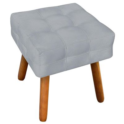 Puff Decorativo Pés Palito Karen Suede Cinza - Gran Belo