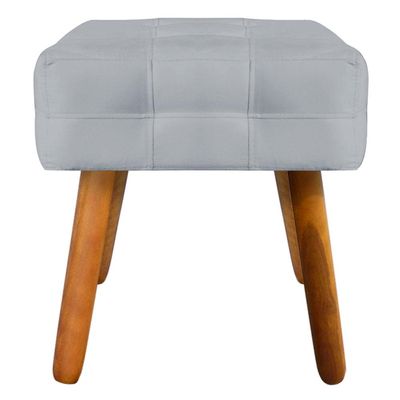 Puff Decorativo Pés Palito Karen Suede Cinza - Gran Belo