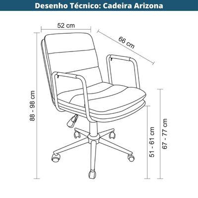 Cadeira Escritório Arizona Rivatti Pu Cinza Base Preto