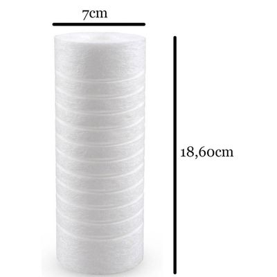 Kit 4 Refis Ranhurados de Reposição 7" Melt Blown para Filtro de Máquina de Lavar Maqlav Acquabios