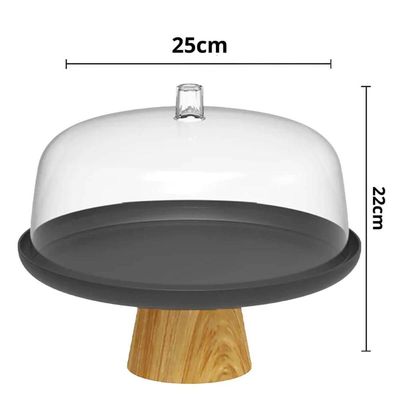 Conjunto 2 Boleiras Porta Bolos Tortas 25cm com Tampa e Pé Bailarina Ou Lume Preto