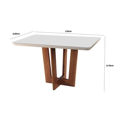 Mesa Patros 120 Cm Madeira E Vidro Mobillare