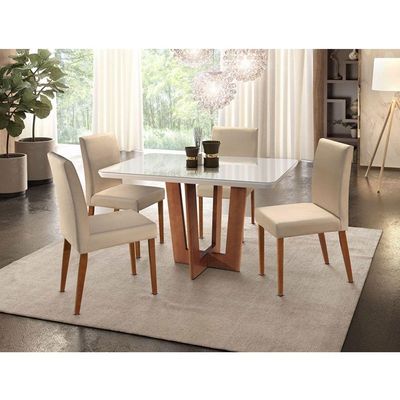 Mesa Patros 120 Cm Madeira E Vidro Mobillare