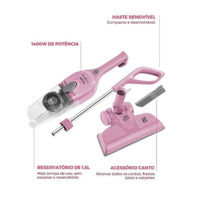 Aspirador de Pó Rosa Vertical Britânia 2 em 1 1400W BASE30 220V