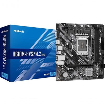 Placa Mae Asrock H610m-hvs-m.2 R2.0 Lga1700 2xddr4 3200 Dimm 64gb 4xsata3 2xusb3.2 4xusb2.0