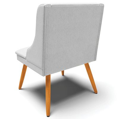 Kit 5 Cadeiras Decorativas Sala de Jantar Pés Palito de Madeira Firenze Linho Cinza/Natural G19 - Gran Belo