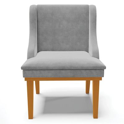 Kit 2 Cadeiras Decorativas Sala de Jantar Base Fixa de Madeira Firenze Suede Cinza/Castanho G19 - Gran Belo