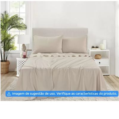Jogo Cama Casal 4 Pç Poliéster Toque de Seda Jolitex Bege