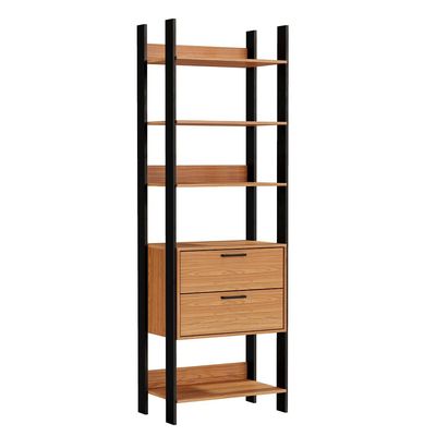 Kit 02 Closet Guarda Roupa Cabideiro 02 Gavetas Modulado 220x73cm Leaf D03 Freijó Preto - Lyam Decor