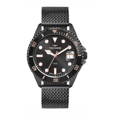 Relógio Technos Masculino Ref: 2415ed/1p Acqua Diver Mesh Black