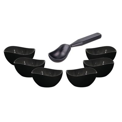 Jogo de Sobremesa Tigela 300ml e Colher de Sorvete Preto Kit