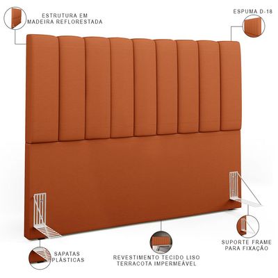 Cabeceira Cama Box Casal King 195 cm Dália W01 Tecido Terracota - Lyam Decor