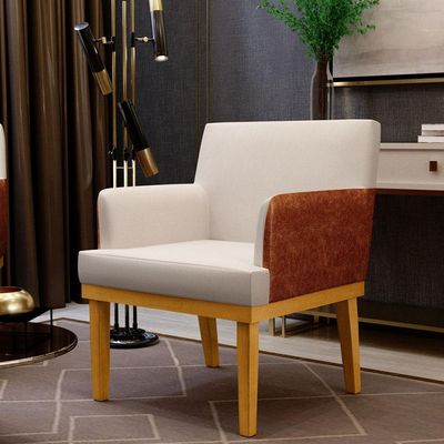 Kit 04 Poltronas Decorativas Para Sala Estar Beatriz W01 Linho Cru Couríssimo Camel - Lyam Decor