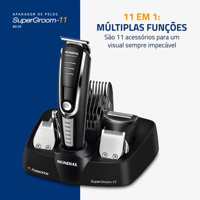 Aparador de Pelos Super Groom 11 Mondial Preto e Prata 5W BG-05 Bivolt