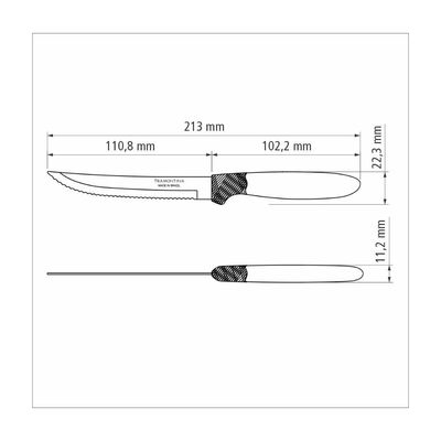 Kit 12 Faca Churrasco Tramontina Ipanema Inox Branco 5"