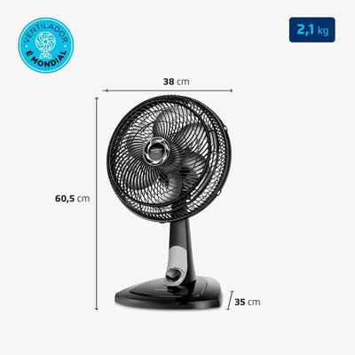 Ventilador De Mesa Mondial 30cm 6 Pás Turbo VT-30-NB Preto Prata 110V