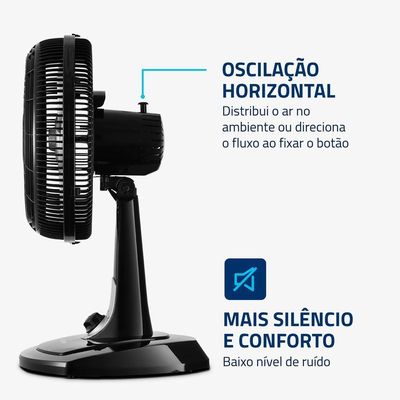 Ventilador De Mesa Mondial 30cm 6 Pás Turbo VT-30-NB Preto Prata 110V