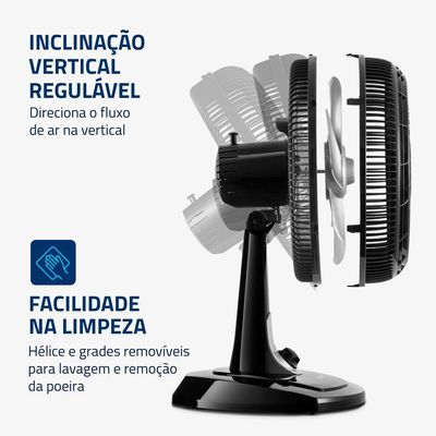 Ventilador De Mesa Mondial 30cm 6 Pás Turbo VT-30-NB Preto Prata 110V