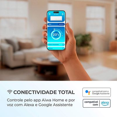 Ar-Condicionado Split Aiwa 9000 BTUs High Inverter Frio Wi-Fi Alexa e Google Assistente R32 220V