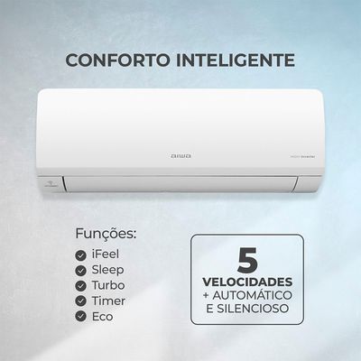 Ar-Condicionado Split Aiwa 9000 BTUs High Inverter Frio Wi-Fi Alexa e Google Assistente R32 220V