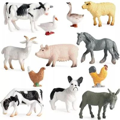 Kit 10 Animais Da Fazenda Safari Zoo Pequenos De Borracha