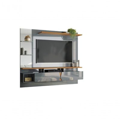 Painel Intense P- Tvs Até 55'' C- Gaveteiros E Prateleiras Suporte Para Itens - Cinza Perolizado-tauari