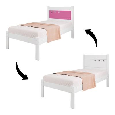 Cama Solteiro Sofisticada Paola Branca E Rosa Com Colchão