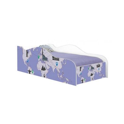 Cama Carro Fun Adesivada Mapa De Viagens Solteiro