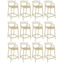 Kit 12 Banquetas Média Allegra 66cm Design Cozinha/bancada - Nude