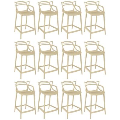 Kit 12 Banquetas Média Allegra 66cm Design Cozinha/bancada - Nude