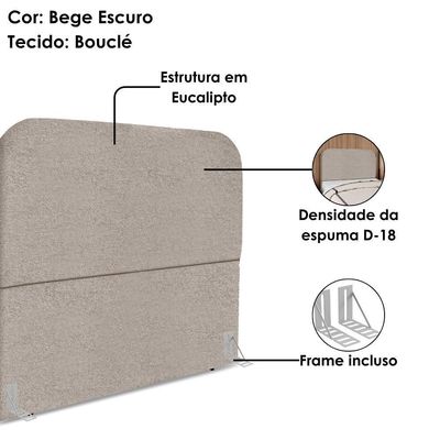 Cabeceira Casal 140 Cm Com Frame Alana Boucle Bege Escuro Artte Bege Escuro