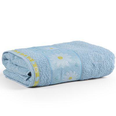 Toalha de Banho Avulsa Minimi Infantil 100% Algodão - 1,15m x 75cm - Margarida - Azul